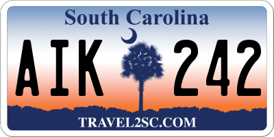 SC license plate AIK242