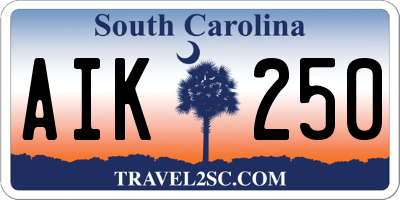 SC license plate AIK250