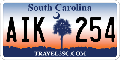 SC license plate AIK254