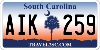 SC license plate AIK259