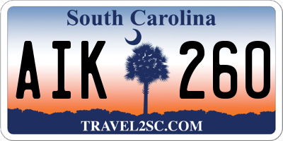 SC license plate AIK260