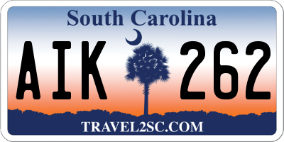 SC license plate AIK262