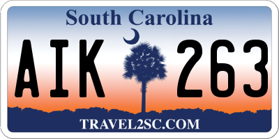 SC license plate AIK263
