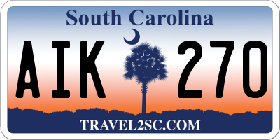 SC license plate AIK270