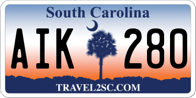 SC license plate AIK280
