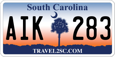 SC license plate AIK283