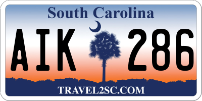 SC license plate AIK286