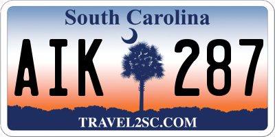 SC license plate AIK287