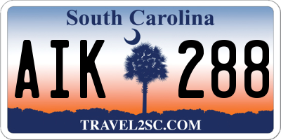 SC license plate AIK288