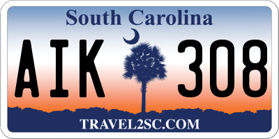 SC license plate AIK308