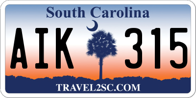 SC license plate AIK315