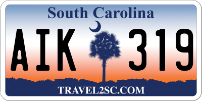 SC license plate AIK319