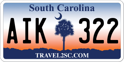 SC license plate AIK322
