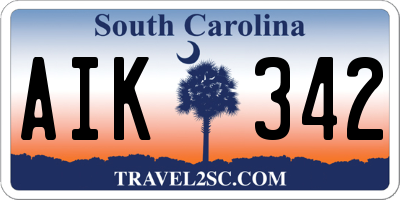 SC license plate AIK342