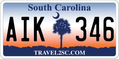 SC license plate AIK346