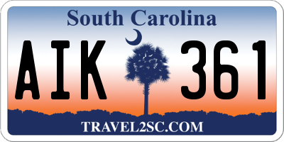 SC license plate AIK361