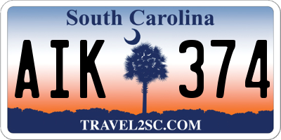 SC license plate AIK374