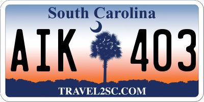 SC license plate AIK403
