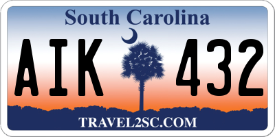 SC license plate AIK432