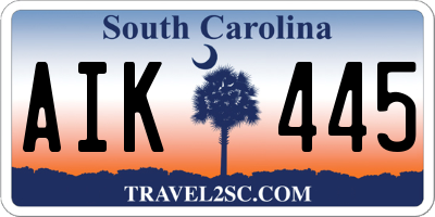 SC license plate AIK445