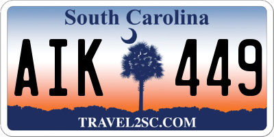 SC license plate AIK449