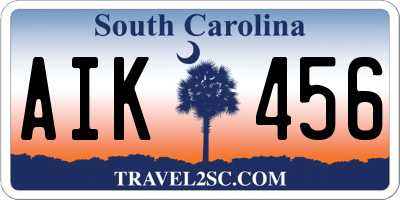 SC license plate AIK456