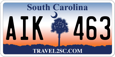 SC license plate AIK463