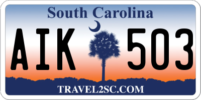 SC license plate AIK503