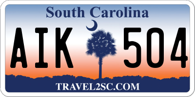 SC license plate AIK504