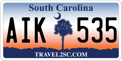 SC license plate AIK535