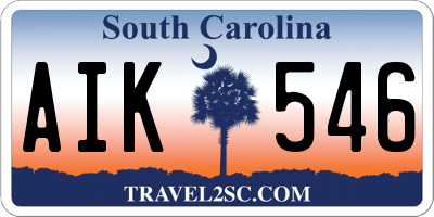 SC license plate AIK546
