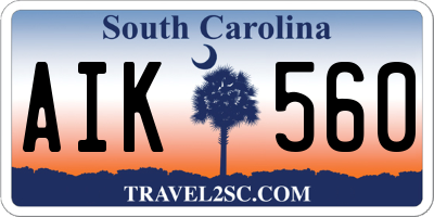 SC license plate AIK560