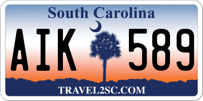 SC license plate AIK589