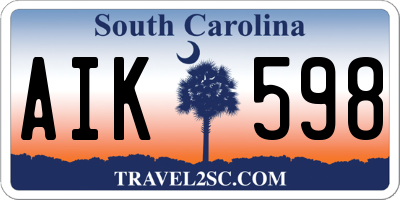 SC license plate AIK598