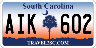 SC license plate AIK602