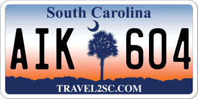SC license plate AIK604
