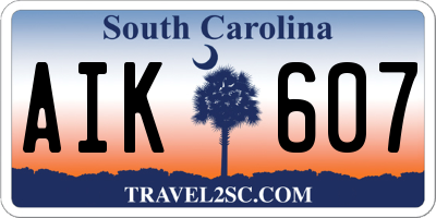 SC license plate AIK607