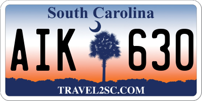 SC license plate AIK630