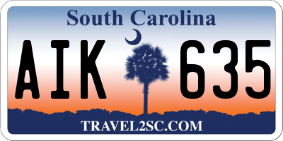 SC license plate AIK635