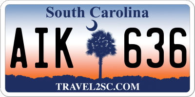 SC license plate AIK636