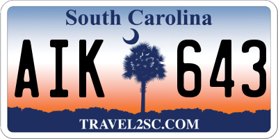SC license plate AIK643