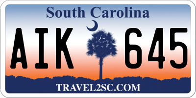 SC license plate AIK645