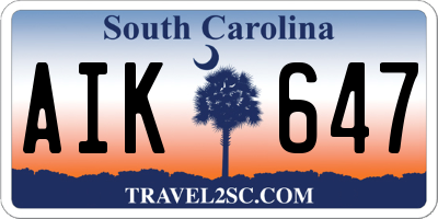 SC license plate AIK647