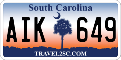 SC license plate AIK649