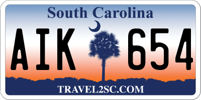 SC license plate AIK654