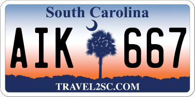 SC license plate AIK667