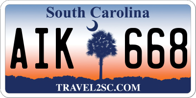 SC license plate AIK668