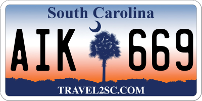 SC license plate AIK669