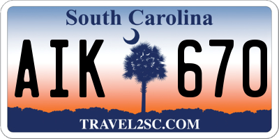 SC license plate AIK670