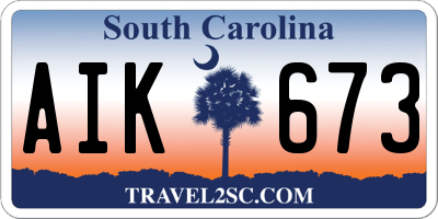 SC license plate AIK673